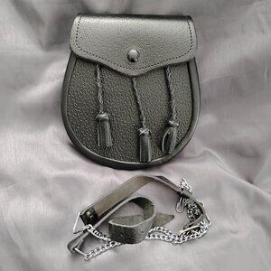 ❤️J HIGGINS LTD KANSAS Black Pebbled Leather Sporran LN